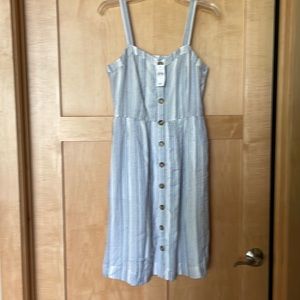 Loft, NEVER WORN, blue and white striped sundress button detail size 4.